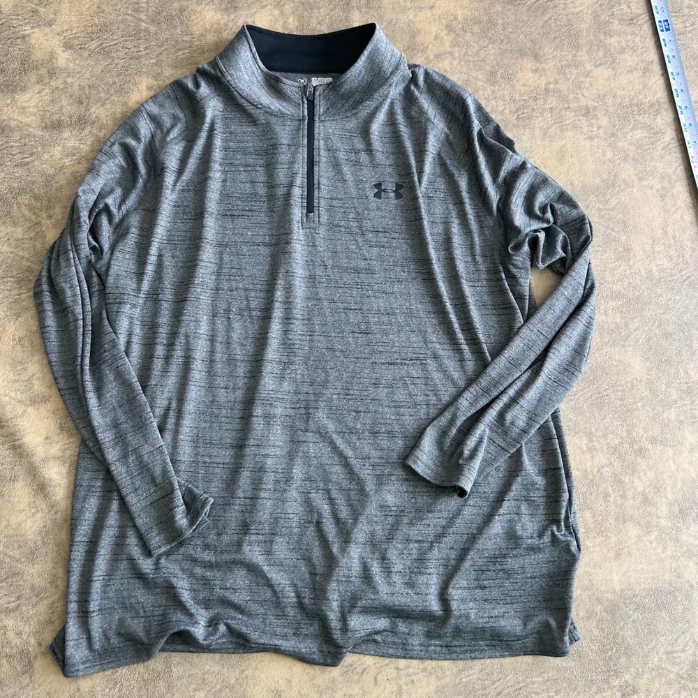 Under Armour 1/4 Zip Pullover‎ Mens 2XL Grey HeatGear Space Dye Loose Fit